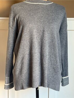 Nordstrom Signature 100% Cashmere Gray Sweater Size S Luxury Soft Knit Pullover